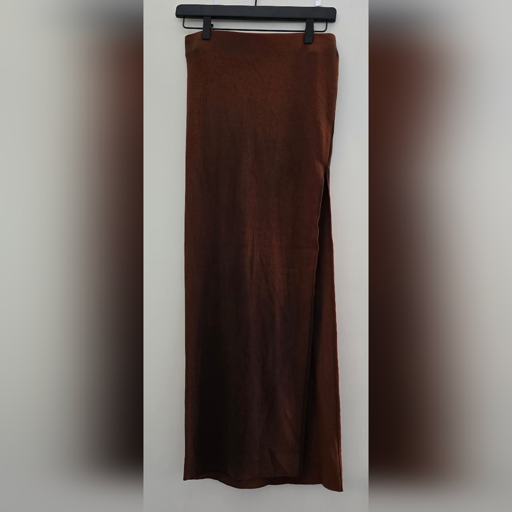 Cotton Citizen Brown Maxi Skirt with Side Slit